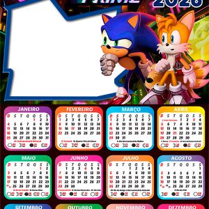 Calendário 2026 Sonic Prime PNG Arte Digital