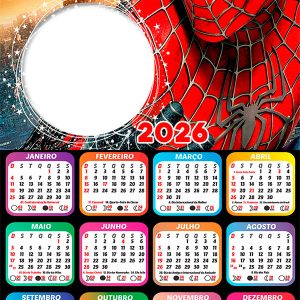 Calendário 2026 Spider Man PNG Arte Digital