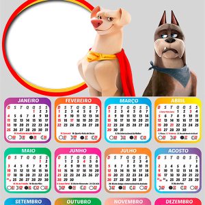 Calendário 2026 Super Pets PNG Arte Digital