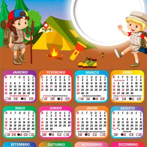 Calendário 2026 Acampamento PNG Arte Digital