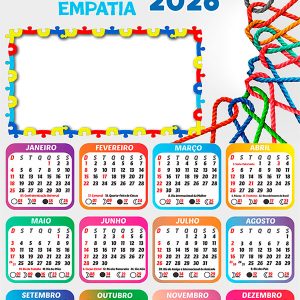 Calendário 2026 Tema Autismo PNG Arte Digital