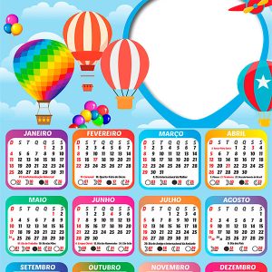 Calendário 2026 Tema O Tempo Voa PNG Arte Digital