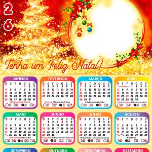 Calendário 2026 Tenha um Feliz Natal PNG Arte Digital