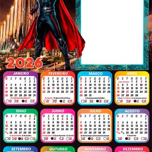 Calendário 2026 Thor PNG Arte Digital