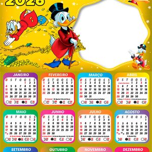 Calendário 2026 Tio Patinhas PNG Arte Digital