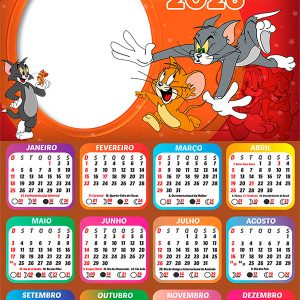 Calendário 2026 Tom e Jerry PNG Arte Digital