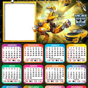 Calendário 2026 Transformer Bumblebee PNG Arte Digital