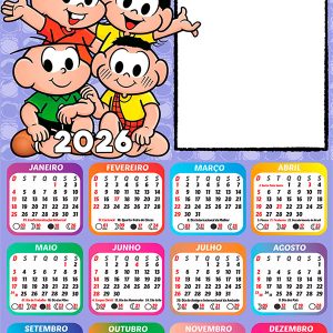 Calendário 2026 Turma da Mônica PNG Arte Digital