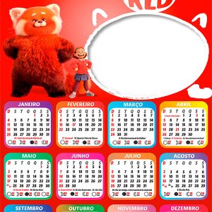 Calendário 2026 Turning Red Panda Vermelho PNG Arte Digital