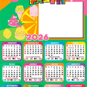 Calendário 2026 Tutti-Frutti PNG Arte Digital