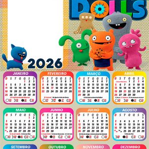 Calendário 2026 UglyDolls PNG Arte Digital