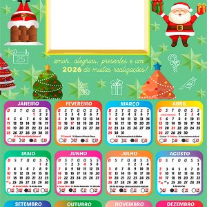 Calendário 2026 Um Natal cheio de Prosperidade PNG Arte Digital