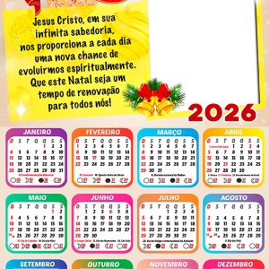 Calendário 2026 Uma nova chance de evoluirmos Feliz Natal