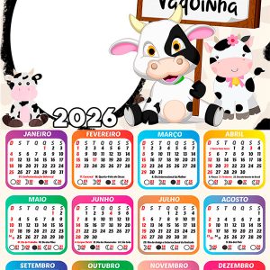 Calendário 2026 Vaquinha PNG Arte Digital