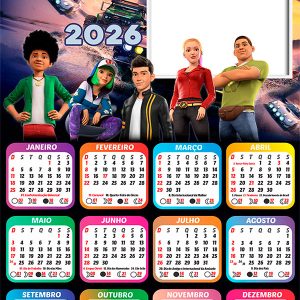Calendário 2026 Velozes e Furiosos Espiões do Asfalto Arte Digital