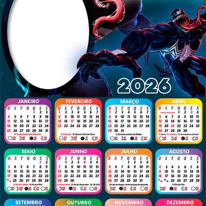 Calendário 2026 Venom PNG Arte Digital