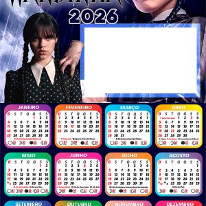 Calendário 2026 Wandinha PNG Arte Digital