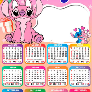 Calendário 2026 Angel do Stitch PNG Arte Digital