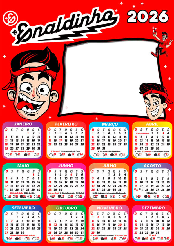 Calendário 2026 Enaldinho PNG Arte Digital