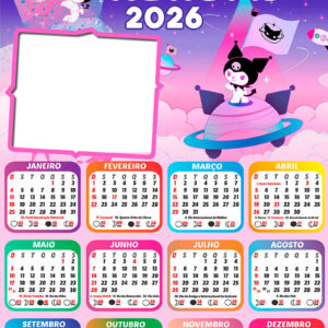 Calendário 2026 Kuromi PNG Arte Digital