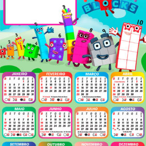 Calendário 2026 Numberblocks PNG Arte Digital