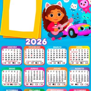 Calendário 2026 A Casa Mágica da Gabby PNG Arte Digital