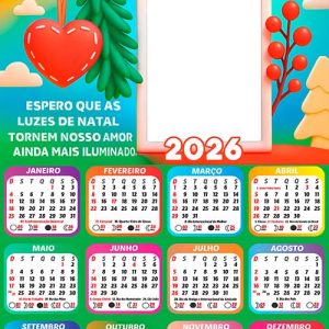 Calendário 2026 Amor Feliz Natal Arte Digital