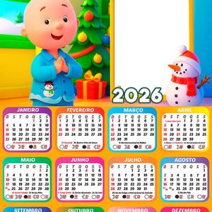 Calendário 2026 Caillou de Natal Arte Digital