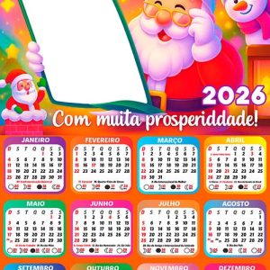 Calendário 2026 Carta Papai Noel Arte Digital