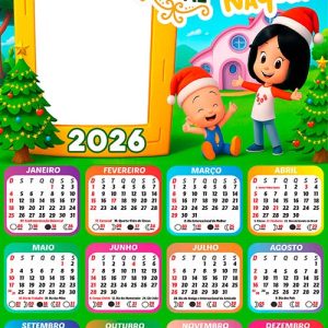 Calendário 2026 Cleo e Naquin de Natal Desenho Arte Digital