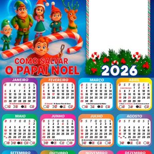 Calendário 2026 Como Salvar o Papai Noel Arte Digital