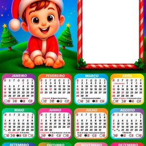 Calendário 2026 Criança Noel Menino Arte Digital