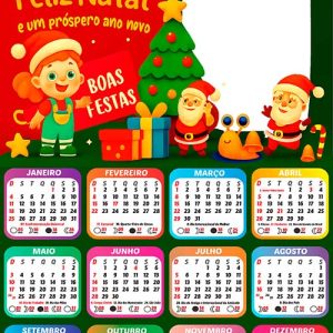 Calendário 2026 Desejamos um Feliz Natal Arte Digital