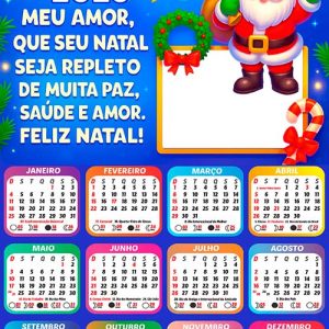 Calendário 2026 Digital do Papai Noel Frase Arte Digital