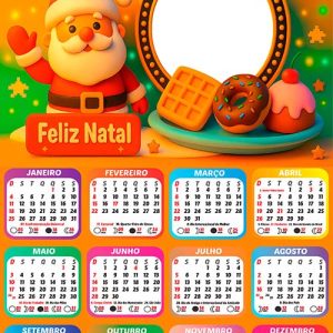 Calendário 2026 Doces de Natal Papai Noel Arte Digital