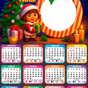 Calendário 2026 Dora Aventureira Feliz Natal Arte Digital