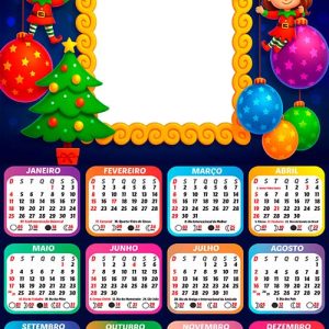 Calendário 2026 Duendes de Natal para Foto Arte Digital