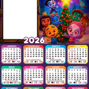 Calendário 2026 Estrela da Sorte Natal Arte Digital