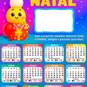 Calendário 2026 Feliz Natal Emoji Boneco Neve Arte Digital