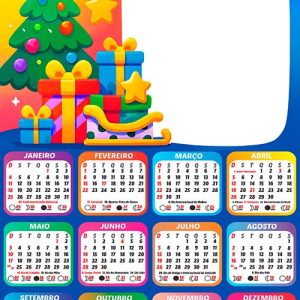 Calendário 2026 Feliz Natal Montagem de Foto Arte Digital