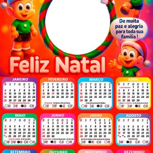 Calendário 2026 Feliz Natal do Cebolinha Arte Digital