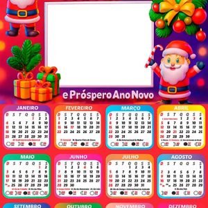 Calendário 2026 Feliz Natal e Próspero 2026 Arte Digital