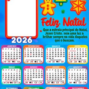 Calendário 2026 Lembrancinha Feliz Natal Arte Digital