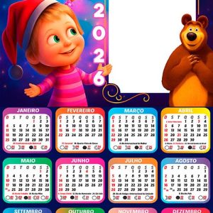 Calendário 2026 Masha e o Urso Natal Arte Digital