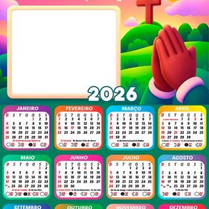 Calendário 2026 Muita Paz e Alegria Feliz Natal Arte Digital