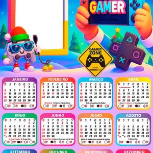 Calendário 2026 Natal Gamer Arte Digital PNG