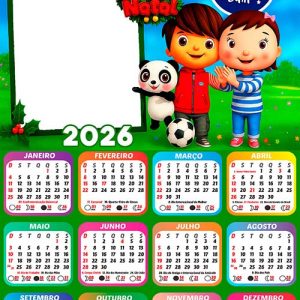 Calendário 2026 Natal Pequeno Bebê Bum Arte Digital PNG