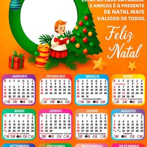 Calendário 2026 Natal Vintage Arte Digital PNG