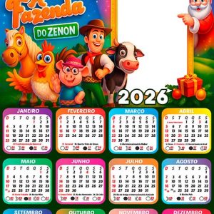 Calendário 2026 Natal Zenon Arte Digital PNG