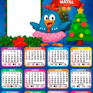 Calendário 2026 Natal da Galinha Pintadinha Saia Rosa Arte PNG